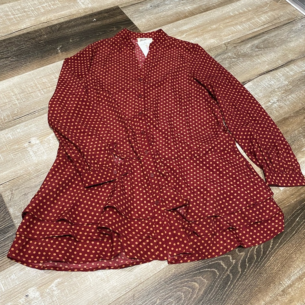 Ruffle Bottom Button Down Shirt